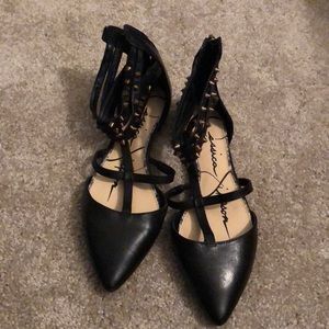Jessica Simpson Black Studded Flats